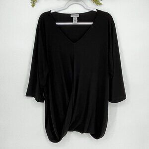 Catherines Womens Size 2X Black Top 3/4 Sleeve Traveler Knit